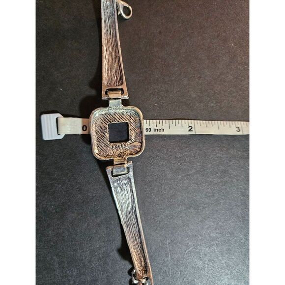 Silver tone black semiprecious stone bracelet - Picture 11 of 11